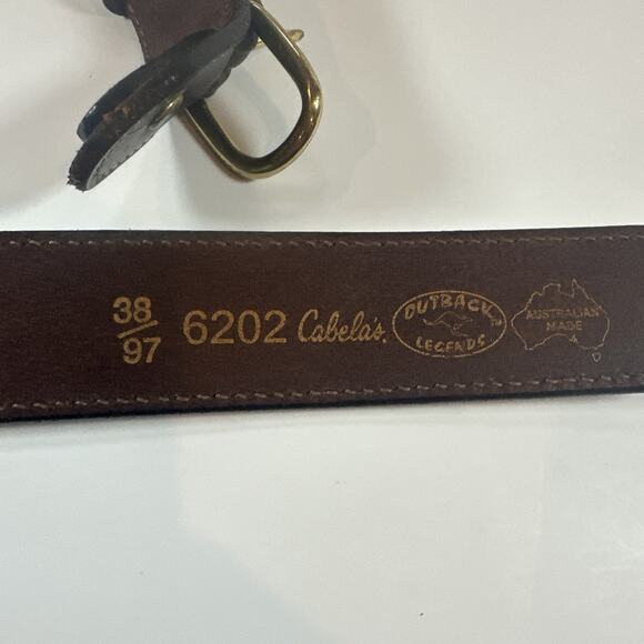 Cabelas Leather Men's Belt Sz 38 Brown Western Outback Legends Made in Australia - Picture 5 of 7